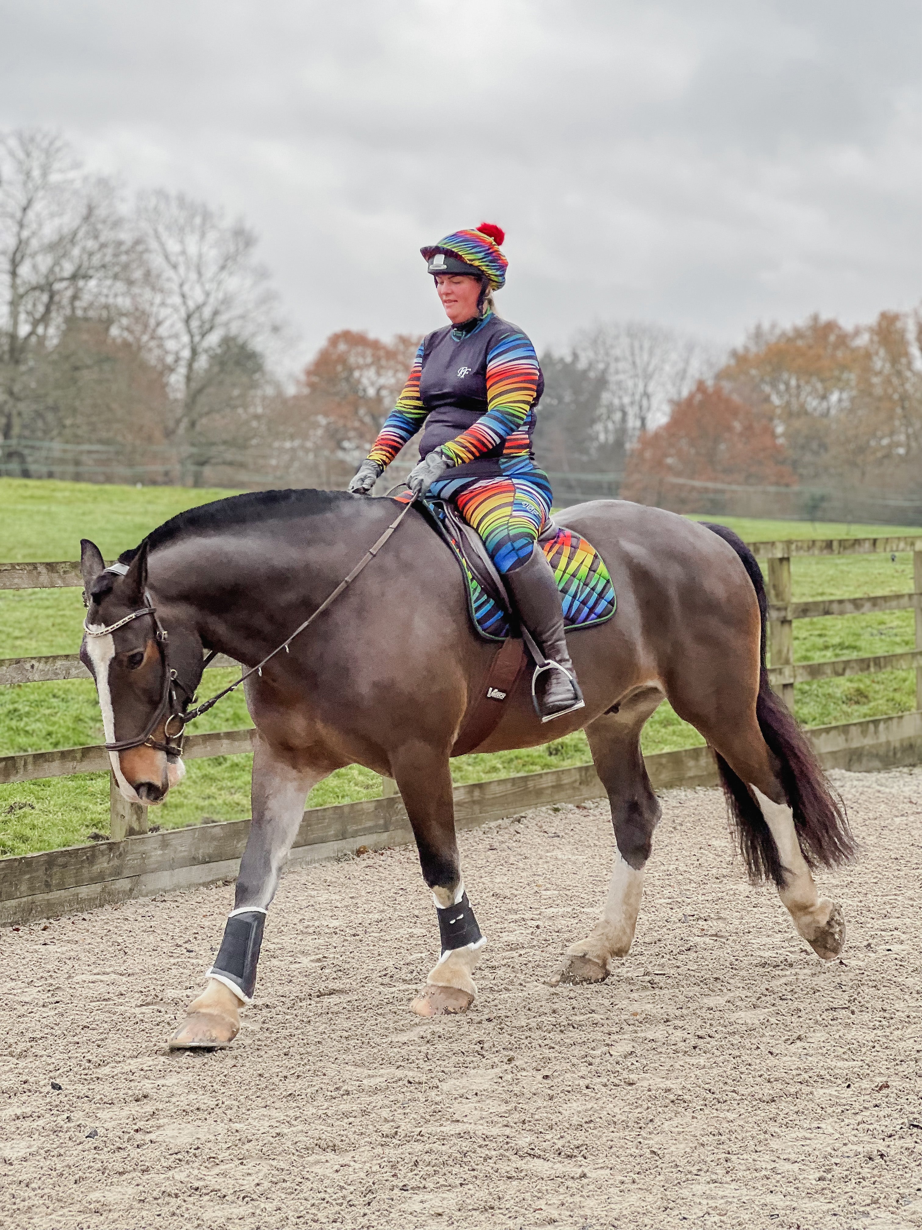 Funky Fit Equestrian - Rainbow Zebra Baselayer