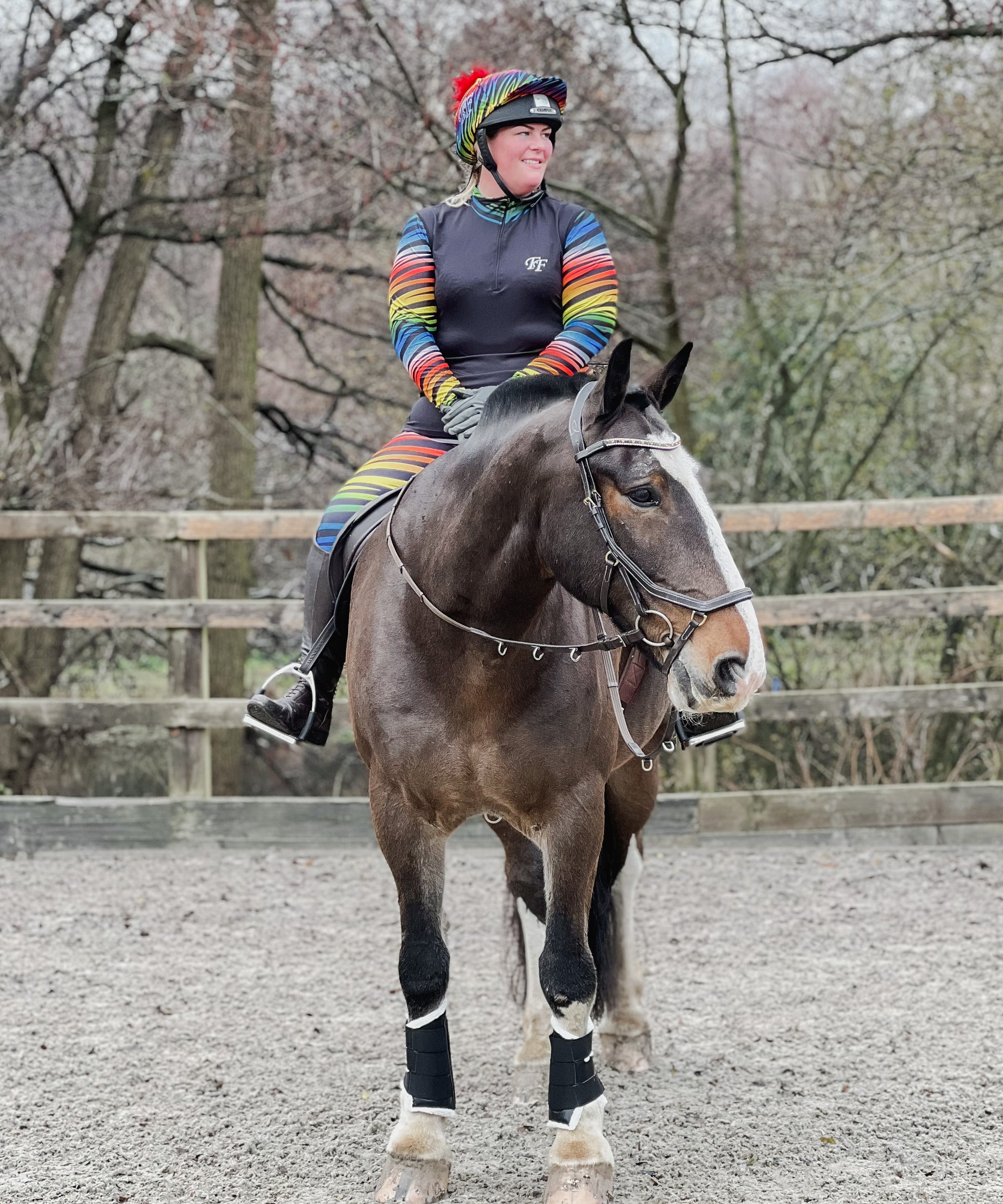 Funky Fit Equestrian - Rainbow Zebra Baselayer