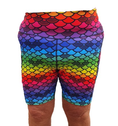 Funky Fit HI Biker Shorts - Rainbow Mermaid